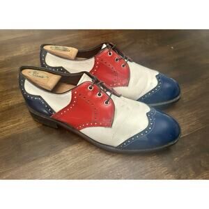 Vintage PRO SHU MENS SIZE 10.5 D Red White Blue Patent Leather GOLF SHOES 1960’s
